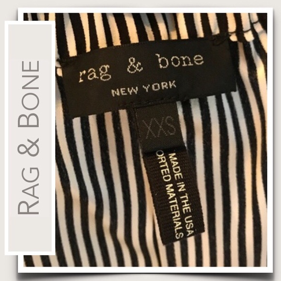 Rag & Bone Silk “Greta” Blouse in Black & White, Thin-Stripes, Off-the-Shoulder - Picture 9 of 10